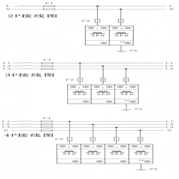 浪涌保護(hù)器安裝接線圖